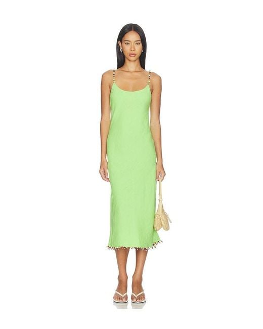 Polo Ralph Lauren Green Linen Scoop Neck Slip Dress
