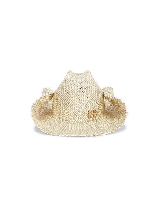 Ruslan Baginskiy Natural Monogram-Embellished Straw Cowboy Hat