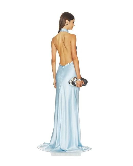 SAU LEE Blue Sabina Satin Gown