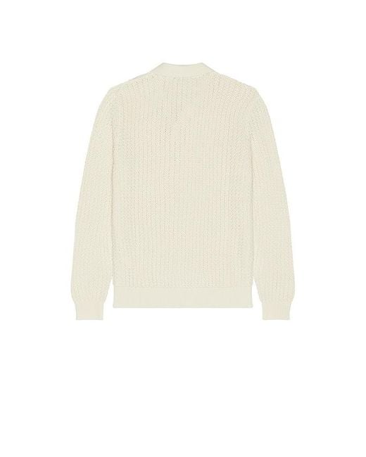 Original Penguin White Zig Zag Sitch Long Sleeve Polo for men