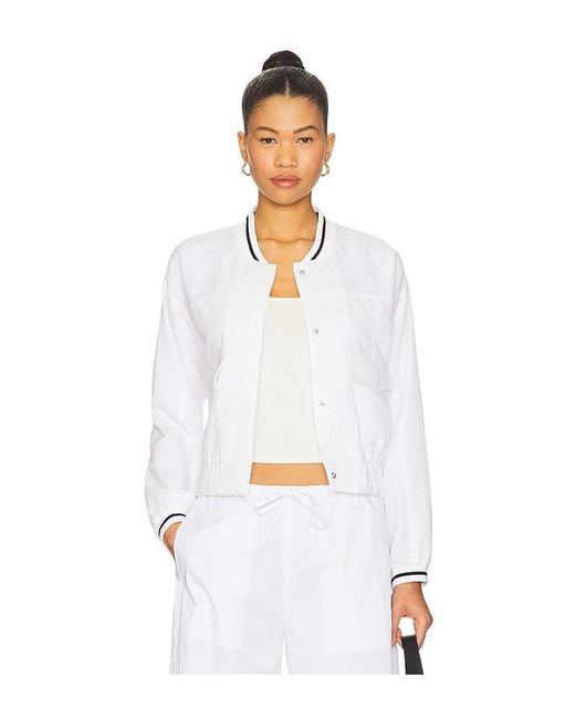 Central Park West Alina Varsity Stripe Bomber White