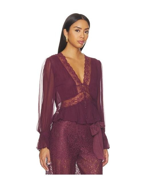 LoveShackFancy Purple Thessira Top