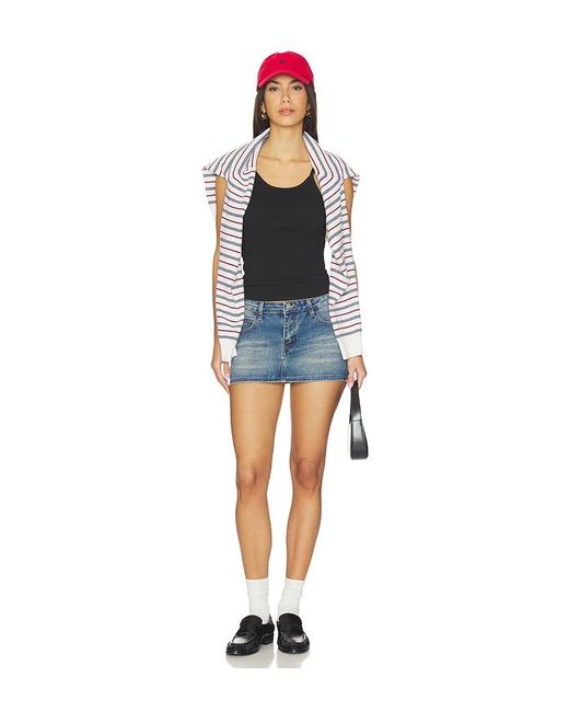 superdown Blue Lathan Denim Mini Skirt