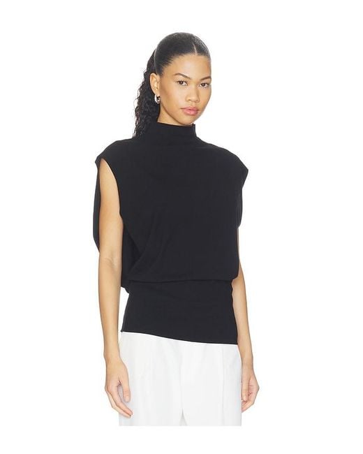 Jonathan Simkhai Black Juli Draped Cape Top
