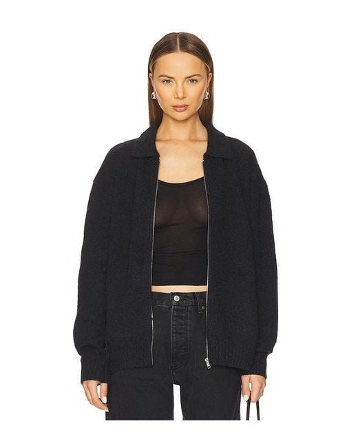 AYA MUSE Black Knit Zip Up Jacket With Collar