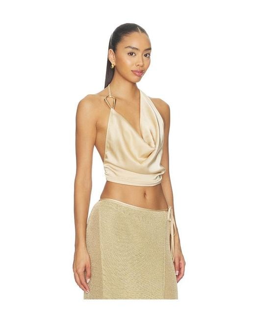Tiger Mist Natural Cyrene Satin Cowl Top