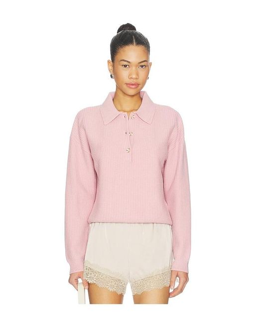 Varley Pink Marlie Polo Knit Sweater