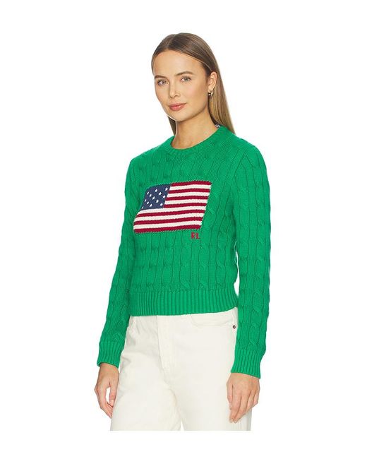 Polo Ralph Lauren レディース グリーン コットンクルーネックプル 