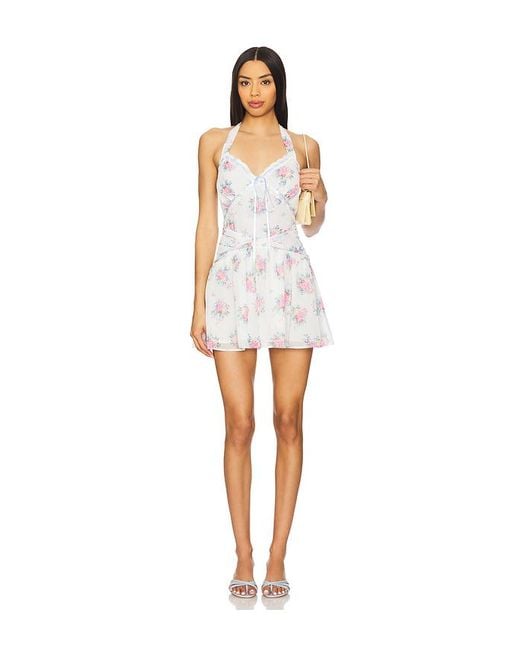 For Love & Lemons Doily Bouquet ミニドレス White