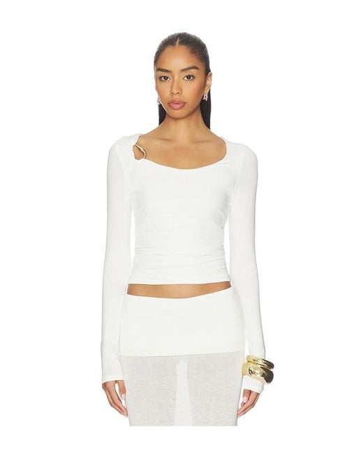 SNDY'S White Ashley Scoop Neck Top