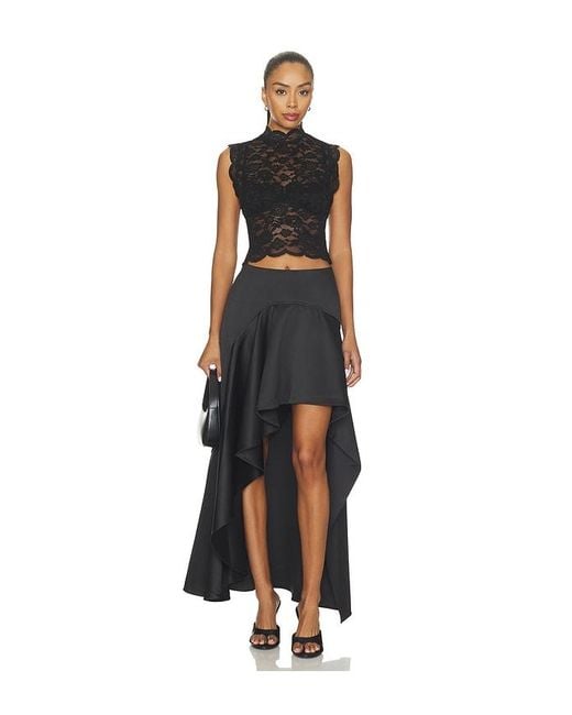 AKNVAS Black Alana Draped Satin Skirt