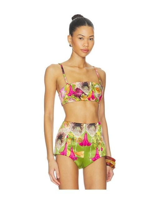 Muma World Green Beaded Floral Canopy Crop Top