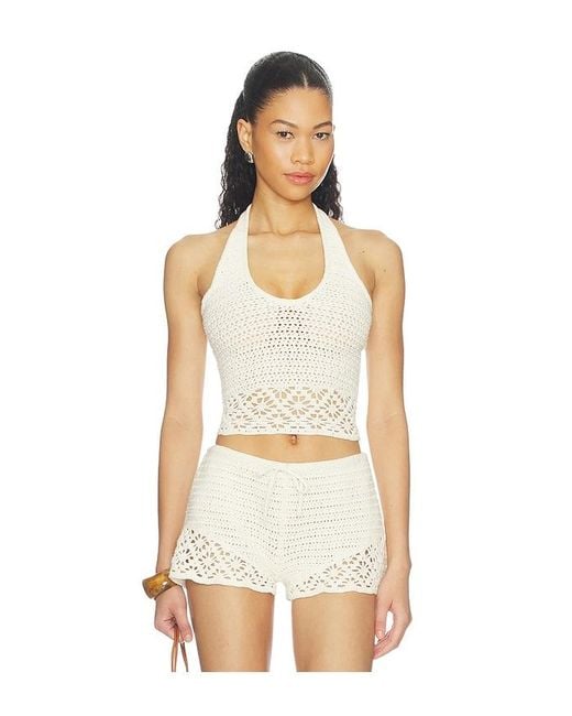 Tularosa White Carrissa Crochet Halter Top