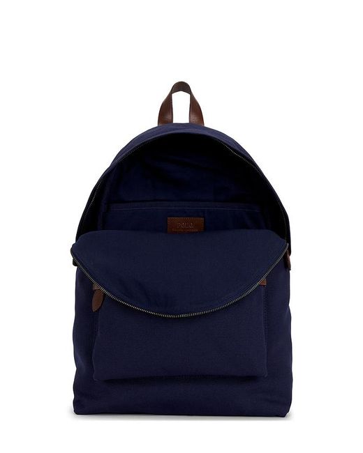 Polo Ralph Lauren Blue Canvas & Leather Novelty Polo Society Bear Large Backpack for men