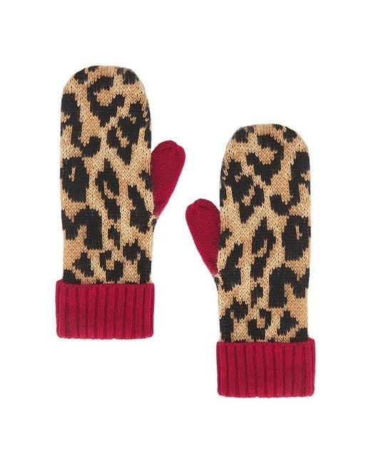 Damson Madder Red Leopard Mittens