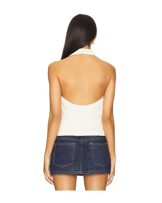 Central Park West Blue Junie Cabled Halter Top