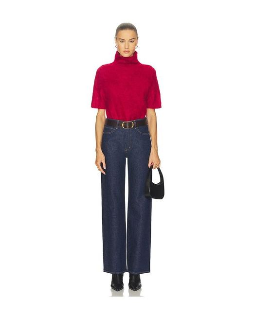 Soft Goat Red Brushed Short Sleeve Turtleneck