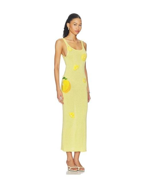 Leslie Amon Yellow Citron Tank Knit Maxi Dress