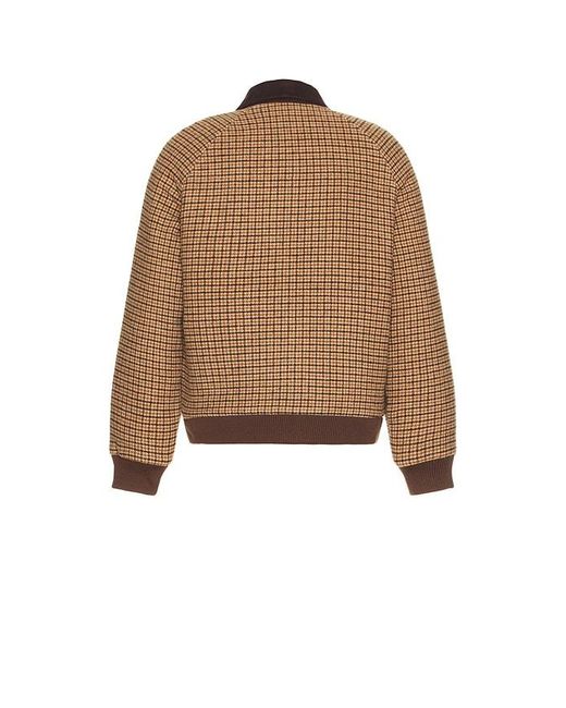 Central Park West Brown Plaid Bomber Jacket for men
