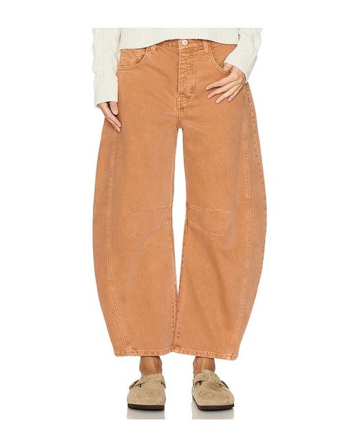 Free People Orange X We The Free Good Luck Mid Rise Barrel Jeans