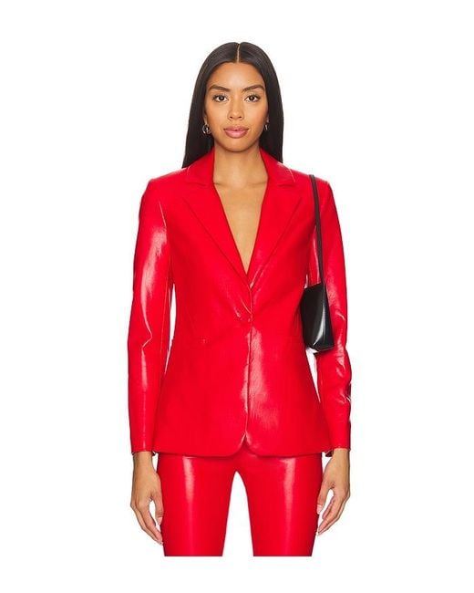 Alice + Olivia Red Macey Leather Blazer