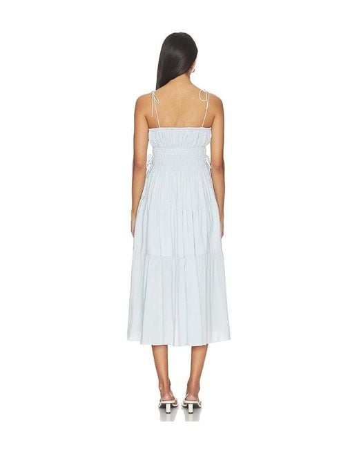 BUMPSUIT White Shirred Midi Poplin Dress