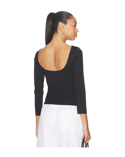 St. Agni Black Soft Jersey Ballerina Top
