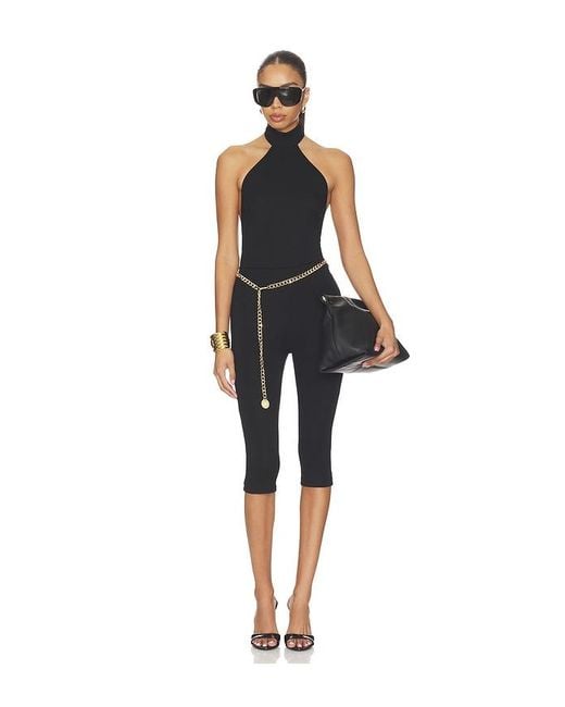 superdown Black Avi Open Back Capri Jumpsuit