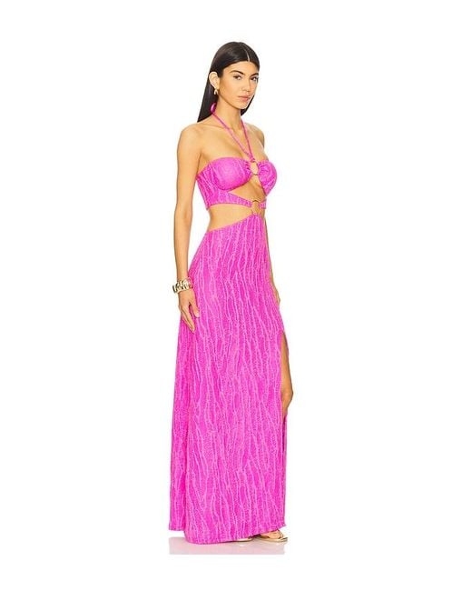 Luli Fama Pink Double Loop Bandeau Long Dress