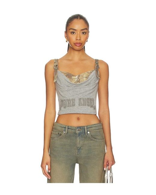 MARRKNULL Gray Printed Pleated Corset Top