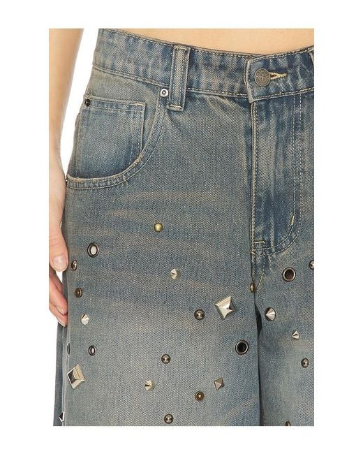 Jaded London Green Studded Colossus Wide Leg Jeans