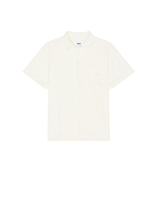 Obey White Shelter Terry Cloth Button Up Shirt for men