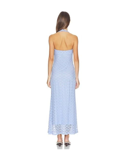 Bardot Blue Mariko Halter Neck Midi Dress