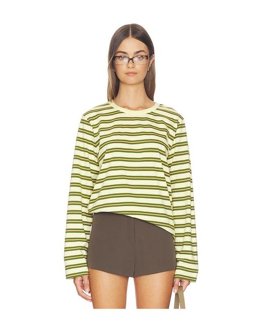 La Ligne Yellow Striped Long Sleeve Boyfriend Tee