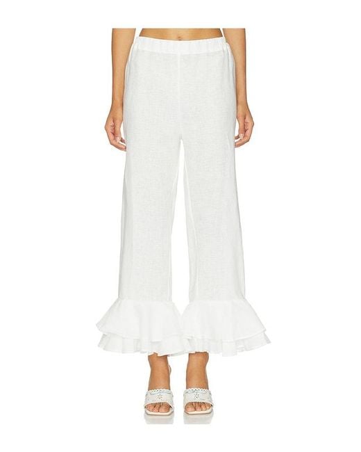 Sleeper White Cha-Cha Linen Lounge Pants With Headscarf