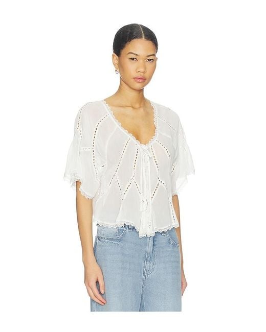 Free People White Michelle Blouse