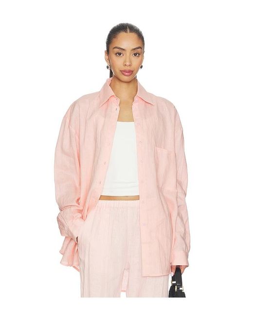 AEXAE Pink Linen Woven Shirt