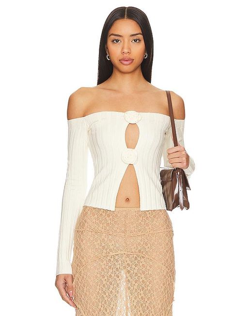 Lovers + Friends Natural Liora Rosette Sweater