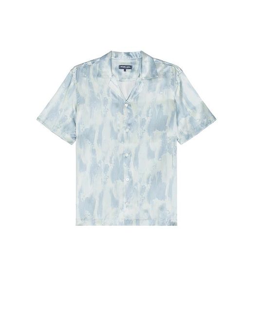 Frescobol Carioca Blue Roberto Seascape Print Silk Shirt for men