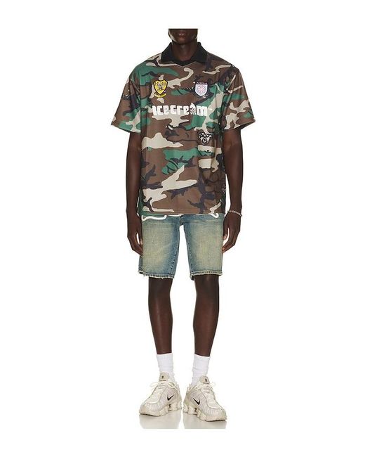 ICECREAM Black Acid Short Sleeve Soccer Jersey for men