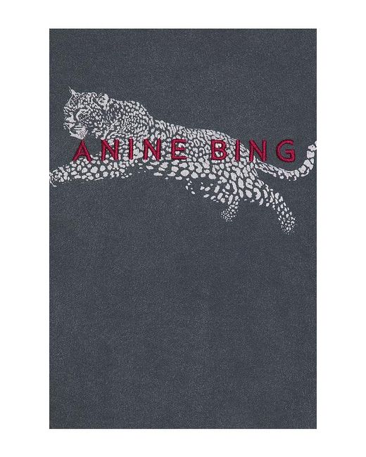 Anine Bing Blue Spencer Sweatshirt Leopard