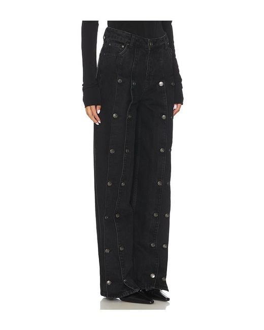 ROTATE BIRGER CHRISTENSEN Black Dixie Button Wide Leg