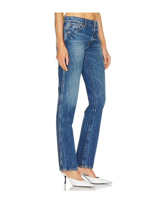GRLFRND Blue Isabel Low Rise Straight Jeans