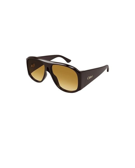 Chloé Brown Oversized Aviator Sunglasses