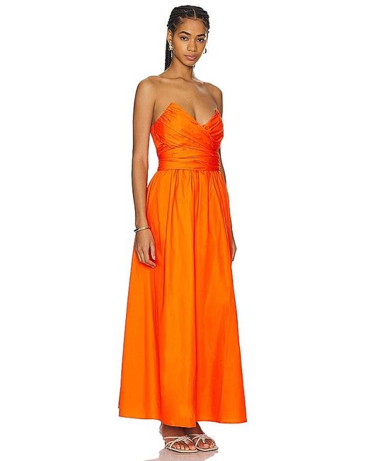 Line & Dot Orange Sunburst Midi Dress
