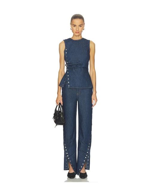 ROTATE BIRGER CHRISTENSEN Blue Buttoned Wide Leg