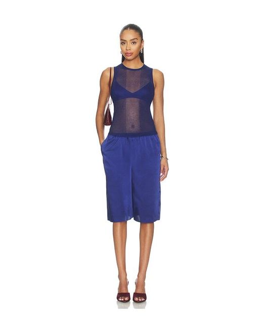 SER.O.YA Blue Brice Satin Bermuda Short