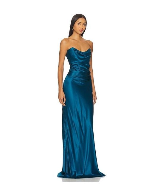 The Sei Blue Cowl Bustier Gown