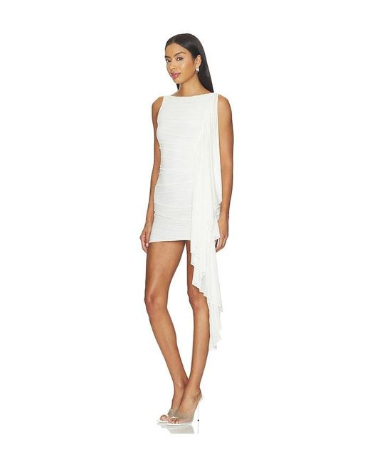 Alexander Wang White Asymmetric Ruched Mini Dress