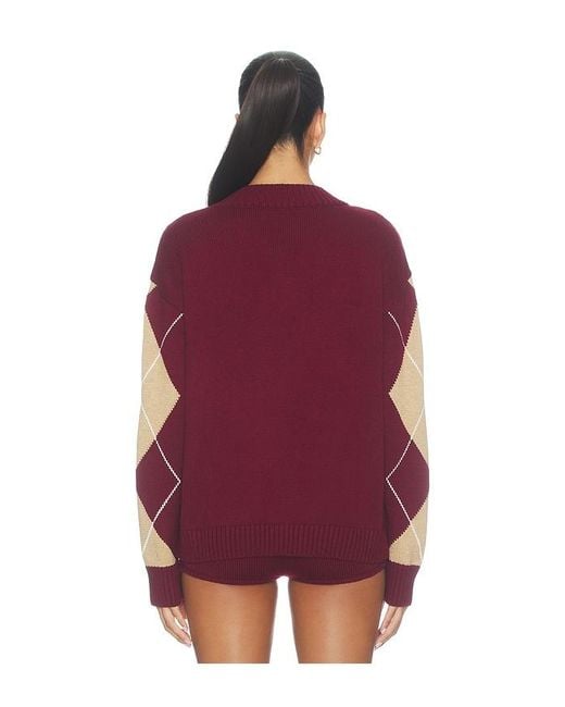 Lovers + Friends Red Lunaria Argyle Sweater